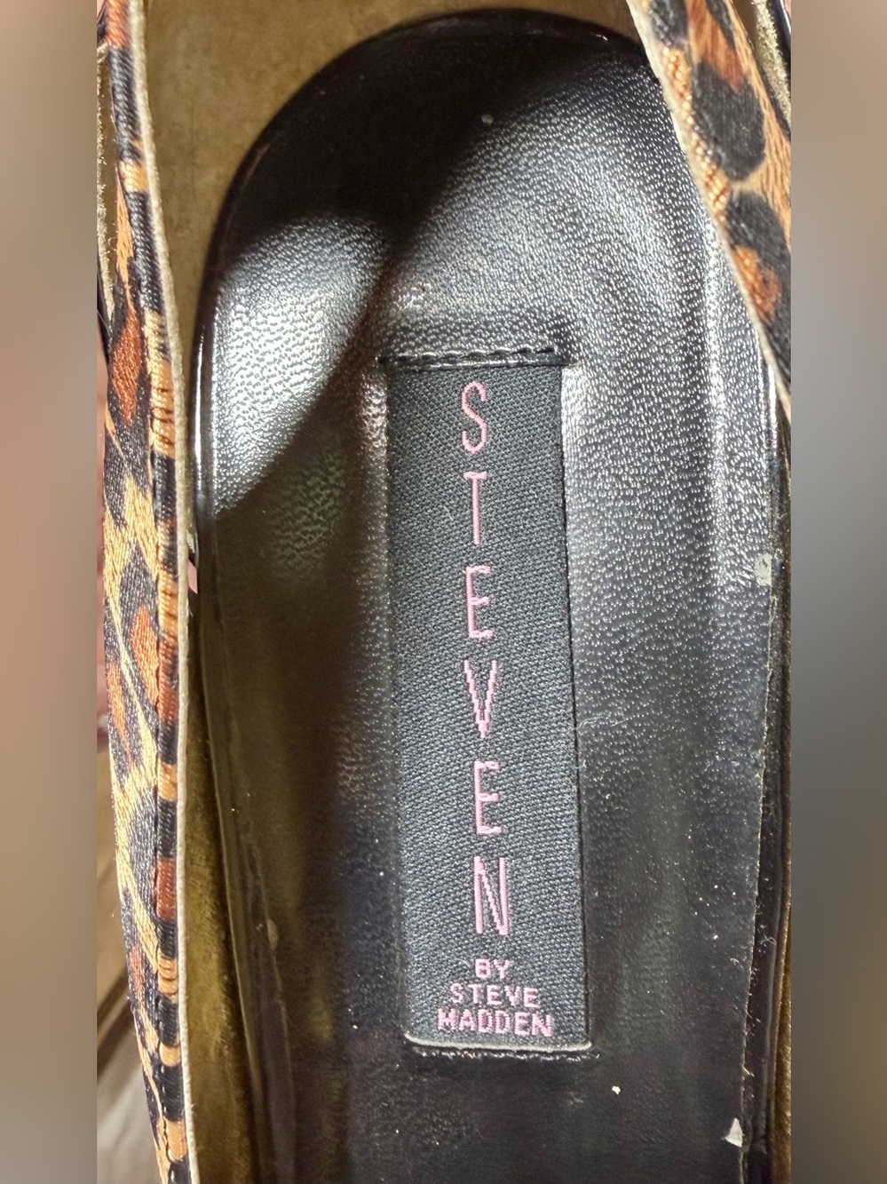 Steve Madden Revue Leopard Print Peep-Toe Platform Heels, 10M, 4 3/4 Inch Heels - Picture 13 of 15